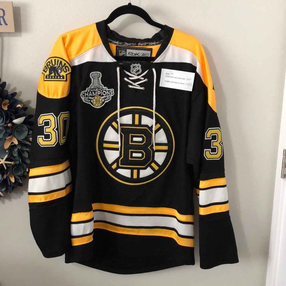 Boston Bruins jersey NHL by Reebok Thomas number  30 2011 Stanley Cup champions